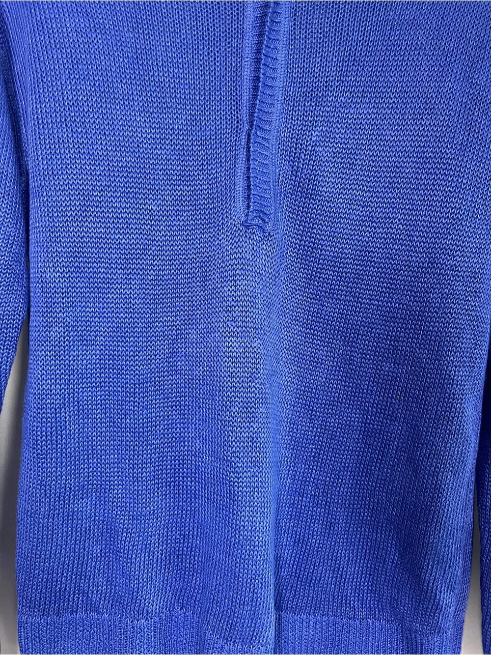 J. Crew 100% linen blue slit neck beach sweater relaxed fit size XS